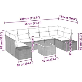 vidaXL Garten-Sofa-Set 8-tlg. schwarz