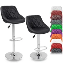 TRESKO - 2er Set Barhocker Barstuhl Tresenhocker Küchenhocker Hocker Loungesessel 2x Schwarz