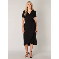 Wickelkleid BASE LEVEL "Yvie", Damen, Gr. 42, N-Gr, schwarz, Jersey, Obermaterial: 94% Viskose, 6% Elasthan, unifarben, feminin, figurumspielend ca. Mitte Wade, V-Ausschnitt, Kurzarm abgesteppt, Kleider, In bequemer, elastischer Qualität