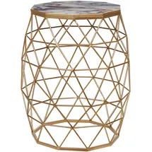 Beliani BEISTELLTISCH Marmor Optik weiß/gold Zehneck Halsey