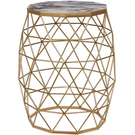 Beliani BEISTELLTISCH Marmor Optik weiß/gold Zehneck Halsey