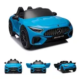 ES-Toys Kinder Elektroauto Mercedes SL63 AMG, 4 Motoren, Stoßdämpfer, EVA-Reifen blau