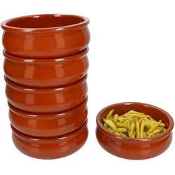 6x BERLIN Cazuela Schale bauchig Ø15,7cm Tonware Gr. M mediterran Antipasti