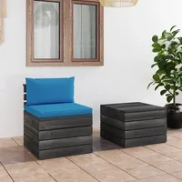VidaXL 2-tlg. Garten-Sofagarnitur aus Paletten mit Kissen Kiefernholz