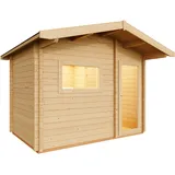 Infraworld Gartensauna Terra 3 - 70 mm mit Saunafenster 104 x 54 cm
