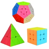 Cooja Zauberwürfel Set 3x3 + Pyraminx + Megaminx, 3 Stück Speed Cube Magischer Würfel Speedcube, Schnelles Glattdrehen Robust Spielzeug Geschenk für Jungen Mädchen