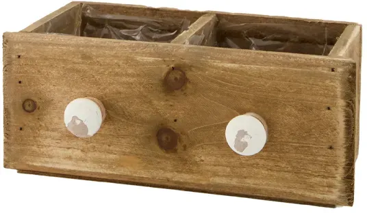 Schublade Holz 22x10x9cm 2Fächer natur/weiß