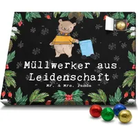 Mr. & Mrs. Panda Schoko Adventskalender Müllwerker Leidenschaft - Schwarz - Geschenk, Müllfahrer, Kehrichtmann, sauber machen, cleaning day, Firm... - Schwarz