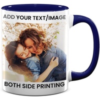 Tasse Selbst Individuell Gestalten/Zaubertasse/Fototasse/Personalisierbar mit Eigenem Foto 330 ml Bedrucken/Fototasse/Geschenk für Frauen & Männer (Blue)