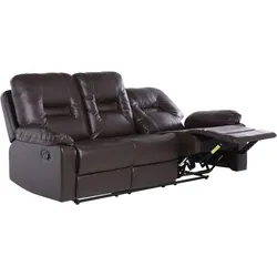 3-Sitzer Sofa Kunstleder braun verstellbar BERGEN