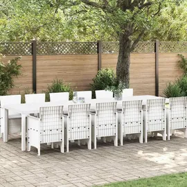 vidaXL Garten Essgruppe 13 pcs Weiß Polt Rattan - Weiß