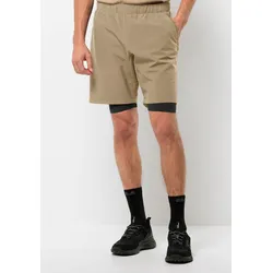 Bikerhose JACK WOLFSKIN "BIKE COMMUTE SHORTS M", Herren, Gr. XXXL (60), Normalgrößen, beige (sandstorm), OBERSTOFF: 89% POLYESTER, 11% ELASTHAN; Futter: 100% POLYESTER, Hosen