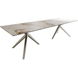 DELIFE Esstisch Edge, Keramik Minas Melange Weiß-Beige 300x100 Estelar rund Edelstahl beige 300 cm x 76 cm x 100 cm