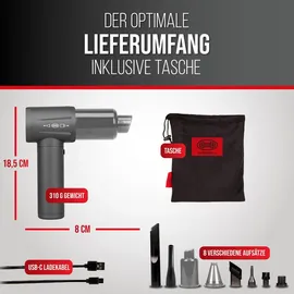 Heyner HEYNER® Akku Auto Staubsauger - 6.500 Pa I Staubgebläsefunktion + Bürstenloser Motor + 4 Geschwindigkeitsstufen + Waschbarer HEPA-Stahl-Filter +... - Grau
