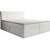 luxusbetten24 Boxspringbett Amalia Bouclé mit Stauraum Weiß 180x200 ohne Topper - Weiß