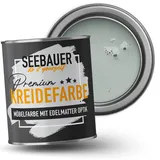 SEEBAUER diy Kreidefarbe für Möbel Hellgrau 375ml für Innen (No. 216 Mountain Slate) Möbelfarbe ohne Schleifen - Holzfarbe extra matt - Holzlack, Möbellack hohe Deckkraft