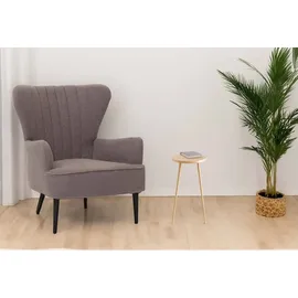 Mendler Lounge-Sessel HWC-K37 Bouclé 75 x 80 x 75 cm hellgrau mit Kissen