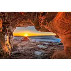 Fototapete PAPERMOON "Höhle am Meer", bunt, B:4,50m L:2,80m, Vlies, Tapeten
