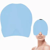 Migräne Mütze, Kühlmaske Migräne, Gel Kühlmütze Headache Relief Cap, Dehnbare Cold Therapy Schlafmaske, Maske Mütze Relief Cap für Kopfschmerzen Geschwollene Augen Stressabbau, Blau