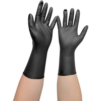 Comair 3010455 Vinyl Handschuhe gross puderfrei langer Schaft, 100 Stück, schwarz