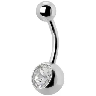 Drops Karisma Bauchnabel Piercing Titan G23 Banana 5/8mm Kugeln Kristall Stein - Weiss.TJBL.10mm