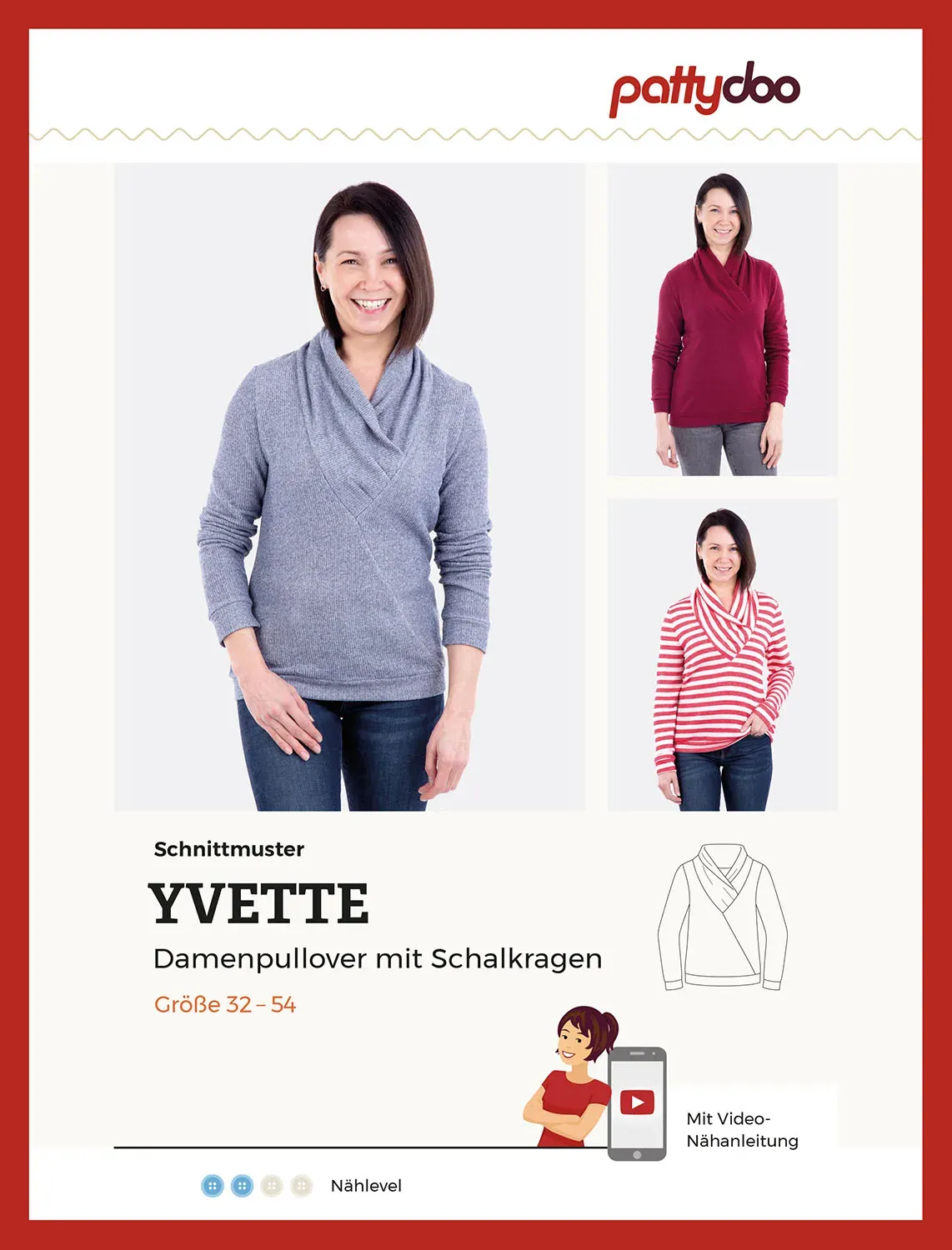 Pattydoo Papierschnittmuster Schalkragen-Pullover Yvette