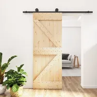 vidaXL Schiebetür mit Beschlag 85x210 cm Massivholz Kiefer