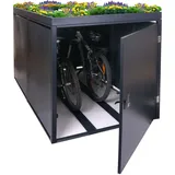 Mendler 2er-Fahrradgarage mit Pflanzkasten HWC-L56b, Fahrradbox, abschließbar verzinkter Stahl 125x113x208cm - anthrazit