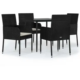 vidaXL Polyrattan Garten-Essgruppe 5-tlg. schwarz inkl. Kissen 3185144