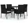 vidaXL Polyrattan Garten-Essgruppe 5-tlg. schwarz inkl. Kissen 3185144