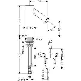 Hansgrohe Axor Starck Elektronik-Waschtischmischer Edelstahl Optic