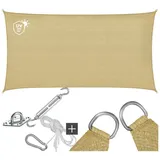 Tectake Sonnensegel Sunny, (Set, 2 x 4 m), HDPE mit 185 g/m2 und 87 % UV-Schutz beige Rechteck | 400,00 cm x 0,50 cm x 200,00 cm