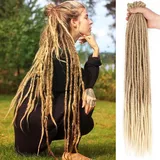 Leeven 24 Zoll Ombre Blonde Double Ended Dreadlock Extension 10 Strands Synthetic Hippie Dreads Handmade 0.6 Width Thin Soft Dreads Hair Extensions /27613#