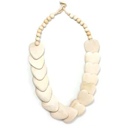 Kette mit Anhänger COLLEZIONE ALESSANDRO "Janice" Gr. one size, Holz, beige (natur) Damen Halsketten mit Holzherzen