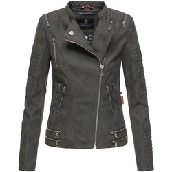 MARIKOO Damen Designer Übergangs Bikerjacke Kunstlederjacke Akikoo