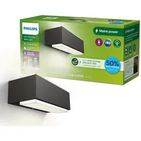 Philips LED-Wandleuchte Aluminium 7,6 cm spritzwassergeschützt anthrazit