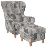 Supellex Sofia Ohrensessel mit Hocker | Design Jakarta Perlweiß Rosig
