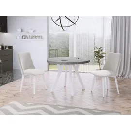 WFL GROUP Designer Runder Ausziehtisch Ø 100 cm grau