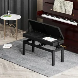 Homcom Klavierbank Klavierhocker mit Stauraum Pianobank bis 220 KG Kunstleder