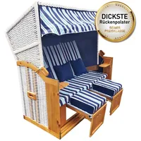Brast XXL Strandkorb 3-Sitzer Usedom hellblau gestreift