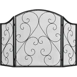 HOMCOM Kamingitter klappbares Kaminschutzgitter 3 Paneele Funkenschutzgitter Vintage-Design Metall Schwarz für sicheren Kaminbereich   Aosom.de