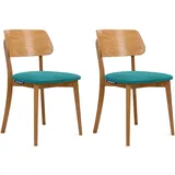Konsimo® Esszimmerstühle, Türkis, Eiche, Buchenholz, Echtholz, 47x81x45 cm, Esszimmer, Stühle, Esszimmerstühle, Vierfußstühle