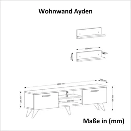 moebel17 Wohnwand Ayden Walnuss Dunkelgrau (903-900)
