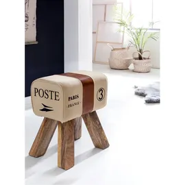 Wohnling Sitzhocker WL5.107 Leder 40 x 47 x 30 cm Beige