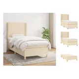 vidaXL Boxspringbett mit Matratze Creme 80x200 cm Stoff