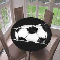 FANSU 3D Fußball Runde Tischdecke Elastisch Abwaschbar für Draußen Rund Tischdecken Wasserdicht Tischdecken Lotuseffekt Tischtuch für Outdoor Garten (Graffiti Fußball,Durchmesser 120cm)