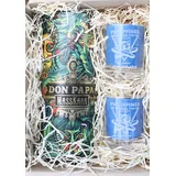 Geschenkset 2 Gläser + 1 Flasche Rum, personalisierte lasergravierte Geschenkidee mit persönlicher Note, gravierte Rumgläser, Geschenkbox (mit Don Papa Masskara 40% Vol, Glas 200ml Philippines Rum)