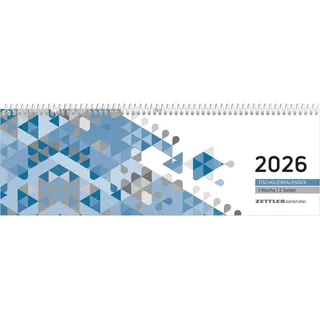 Zettler Tischquerkalender 116 29,6x9,9cm 1 Woche auf 2 Seiten blau 2026