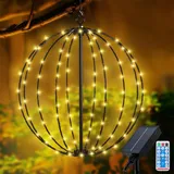 Solar Garten Lichter, Solar Laternen Lichter Metall Solar Laternen 8 Modes 120 LEDs Wasserdicht Metall Solarlampen Hängende Laterne mit Remote für Weihnachten Terrasse Innenhof Balkon Deko