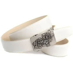 Ledergürtel ANTHONI CROWN, Damen, Gr. 95, weiß, Leder, genarbt, elegant,klassisch, Gürtel